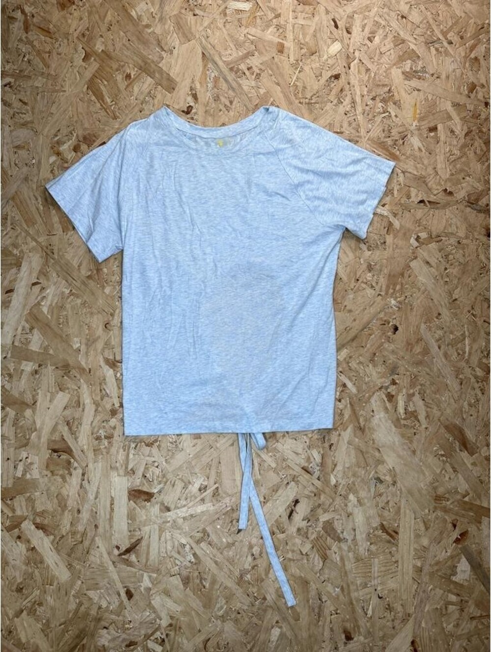 Lululemon Open Back Tie Short Sleeve Shirt Heathered Light Blue Women's Size
